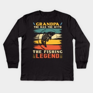 Grandpa The Fishing Legend Kids Long Sleeve T-Shirt